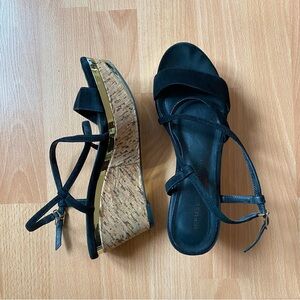 D:FUSE black platform wedge sandals